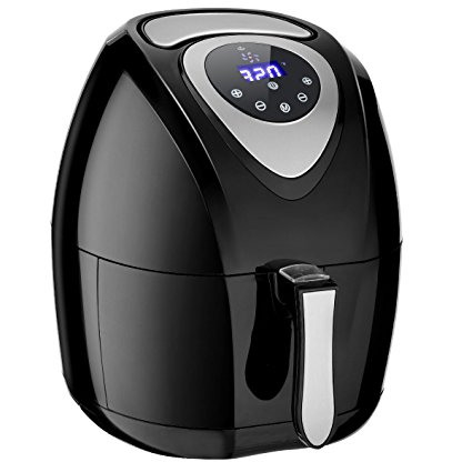 Costzon Air Fryer, 3.4 Quart 1400W, Healthy Oil Free Cooking, 7-In-1 Electric Deep Cooker with LCD Touch, Temperature and Time Control, Dishwasher Safe, Detachable Basket Handle