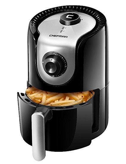 Chefman Personal Compact Air Fryer-Adjustable Temperature Control, Non Stick Fry Basket, 30 Minute Timer and Dishwasher Safe Parts, 1.6 L, Black