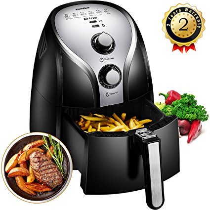 Comfee 1500W Multi Function Electric Hot Air Fryer with 2.6 Qt. Removable Dishwasher Safe Basket(Black)