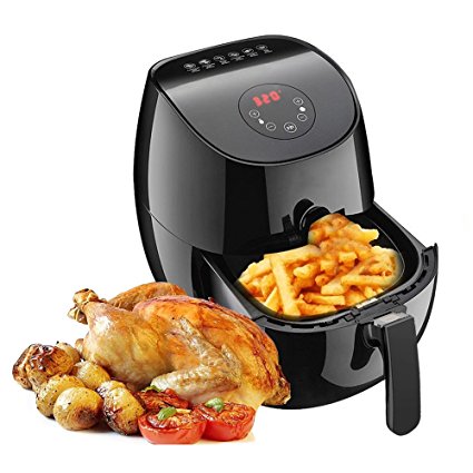 AIGEREK Air Fryer - 3.7Qt, 1350W - Touch Screen Digital Air Fryer & Insulted Basket Handle, Fry Healthy With 80% Less Fat/Ark200BE