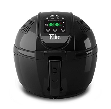 Elite EAF-1506D Platinum 3.5 Quart Electric Digital Air Fryer Cooker, 1400-Watts with 26 Full Color Recipes (Black)