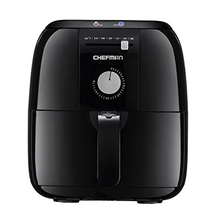 Chefman Express Air Fryer, Rapid Hot-Air Technology, Ultra quiet, Includes Recipe Book, Minimum Temperature 180°F to Maximum 390°F, Black - RJ38