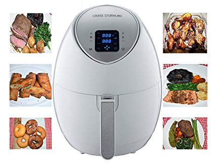 LOUISE STURHLING Advanced 1500W Air Fryer AF-K1WH01, LCD Easy Use Touchscreen Technology with 8-in-1 Pre-programmed One-touch Cooking Settings, 3.5 QT, Free Recipe book (WHITE)