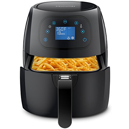 Elechomes Air Fryer Touchscreen, Electric Power Air Frying Technology with 8 Bulid-in Cook Setting, Touch Sensitive Controls, 1400W, 3.5L, Oil Free (Black)