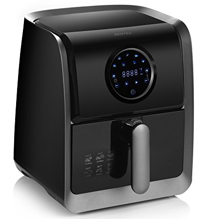 Air Fryer, BESTEK Electric Oil Less Air Fryers Digital Programmable with 7 Bulid-in Cook Setting and Cookbook, Oil Free (3.2L, Black)