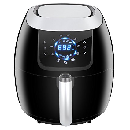 Super Deal PRO 5.8 Quarts Electric Air Fryer Family Size 8-in-1 Touch Screen - 8 Cooking Presets - Pause Button - Recipe Book - Customized Function - Detachable Dishwashable Basket - 85% Oil Less