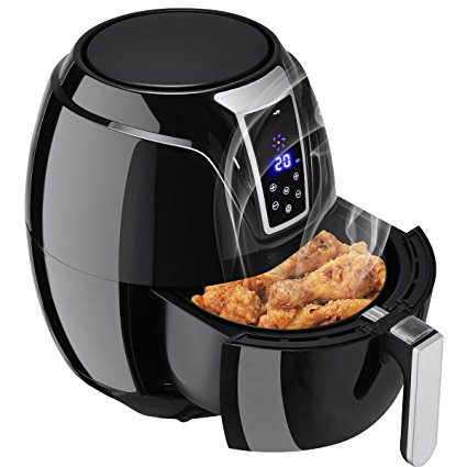 Costzon Electric Air Fryer, 3.4 Quart 1400W, Healthy Oil Free Cooking, 7-In-1 Electric Deep Cooker with LCD Touch, Temperature and Time Control, Dishwasher Safe, Detachable Basket Handle