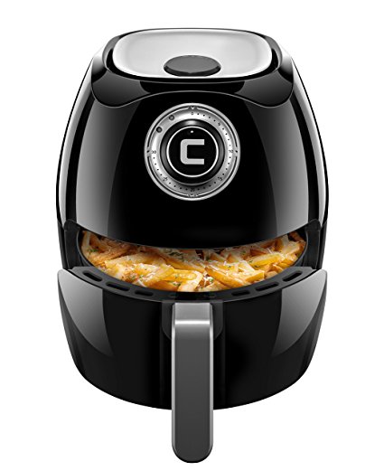 Chefman RJ38-V2-35-AM Air Fryer with Space Saving Flat Basket Oil Free Hot Airfryer with Dishwasher Safe Parts, 30 Minute Timer and Auto Shut Off, 3.5 Liter, Black