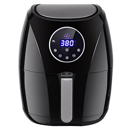 Costzon Air Fryer, 3.4 Quart 1400W, Healthy Oil Free Cooking, 7-In-1 Hot Air Deep Cooker with LCD Touch, Temperature and Time Control, Dishwasher Safe, Detachable Basket Handle