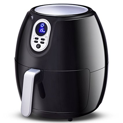 Costzon 4.8 Qt. Electric Air Fryer, Extra Large Capacity, 1500W Air Frying Technology with Touch LCD Screen, Temperature and Time Control (Black)