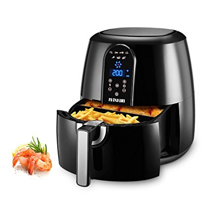 Maxkon 8-in-1 Electric 1800W Air Fryer XL , 7.4 qt w/ Temperature and Time Control, LCD Digital Display, 80% Oil Less, Includes Tongs, Metal Holder, Food divider and Recipe Book