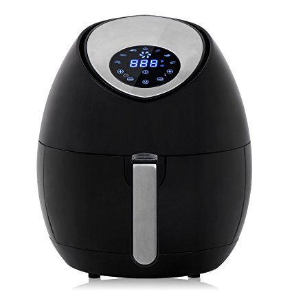 ZENY 3.7 Quarts 7-in-1 Electric Air Fryer Touch Screen Control Programmable, 7 Cooking Presets for Healthy Oil Free Cooking, w/Recipe Book and Dishwasher Safe Parts (Black)