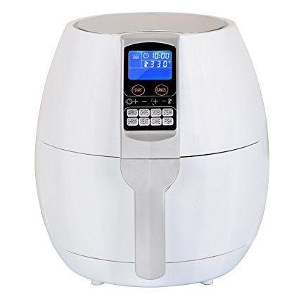 Super Deal 1500W Electric Air Fryer W/Temperature Control, Timer, 8 Cooking Presets, 3.7-Qt W/Digital Display (White)