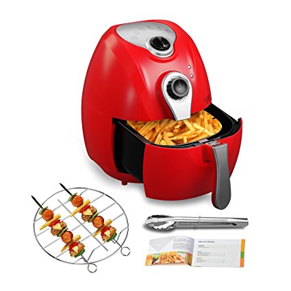 4.4QT Oilless Air Fryer-KUPPET 8-in-1 YA300 Red Hot/Deep Fryer with Basket-Non Stick & Detachable Dishwasher Safe-Timer Temperature Control-6 Cooking Presets-1300W4.4QT Oilless Air Fryer-KUPPET 8-in-1 YA300 Red Hot/Deep Fryer with Basket-Timer Temperature Dual Control-6 Cooking Presets-Included Recipe, BBQ Rack, Anti-hot Clip-1300W