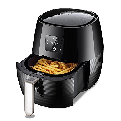 Air Fryer,Electric Air Fryers by Tiluxury,Healthy Food 80% Less Fat,Air French Fries,Hot Air Frying Technology Cooker,Digital Touch Screen and Non-Stick Basket,1400W 3.4QT (Black)