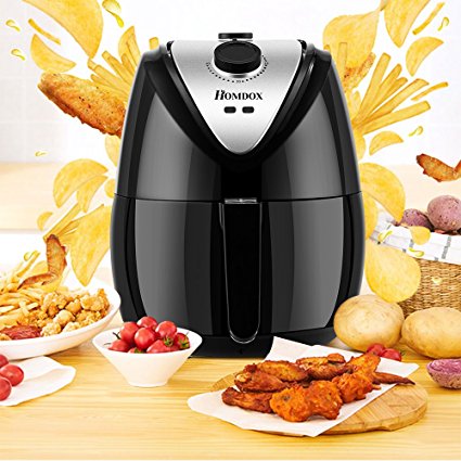 Homdox Electric Air Fryer 2.75qt 1400W with Timer and Temperature Controls (Black)