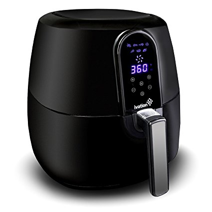 Ivation 1800W 5.5QT Electric Air Fryer with Digital LED Touch Display Featuring 7 Cooking Presets Menu, Timer and Temperature Control - for Healthy Low-Fat Air Fryer with Little to No Oil – Black