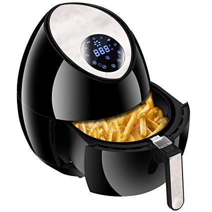 SUPER DEAL 1500W Electric Air Fryer 3.7 QT with Rapid Air Technology Touch Screen 7 Cooking Presets Menu, Timer and Temperature Control