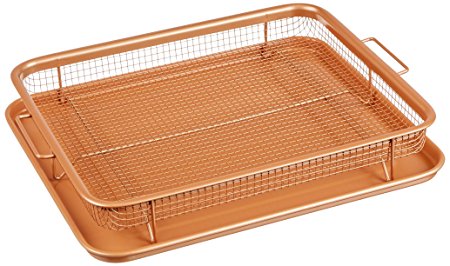 Gotham Steel 1463 Unique Elevated Nonstick Crisper Tray, Large, Brown