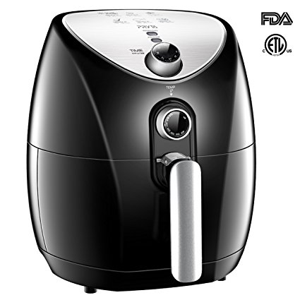 PRYTA Air Fryer, 6 in 1 Electric Hot Oil Less, Comes with 50 Recipes, Dishwasher Safe, Timer and Temperature Controls, Non-Stick Interior, 1500W, 3.4 QT Basket 4.5 QT Pot