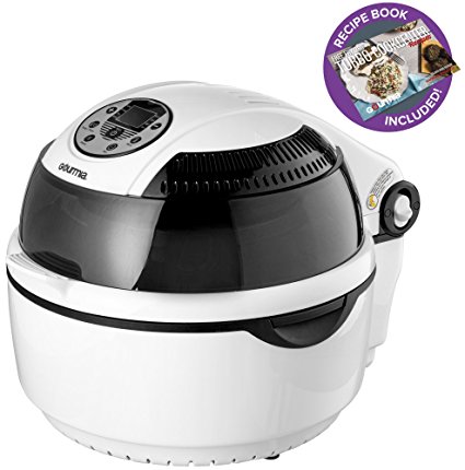 Gourmia GTA1500 Digital Halogen CookCenter - Air Fryer, Griller and Roaster - 7 Preset Modes - Calorie Reduction Technology - Bonus Accessories - 1300W - White/Black - Free Recipe Book