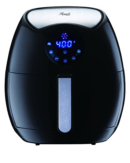 Rosewill RHAF-15003 3.3QT Black 1400W Multifunction Electric Air Fryer with Digital LED Touch Display, 7 Cooking Presets, Programmable, Timer and Temperature Control Frying w/ Little to No Oil