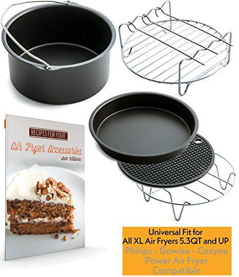 XL Air Fryer Accessories XL for Power Airfryer XL Gowise and Phillips, Set of 5, includes a recipe book Fit all 5.3QT - 5.8QT