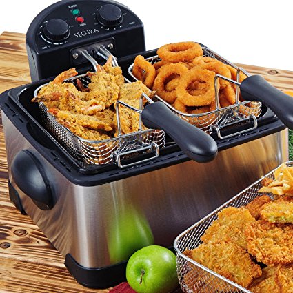 Secura 4.2L/17-Cup 1700-Watt Stainless-Steel Triple-Basket Electric Deep Fryer Digital Control